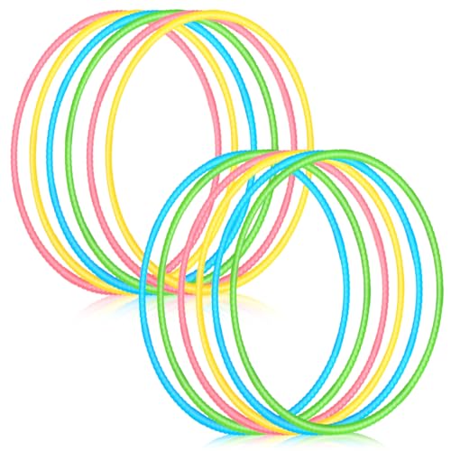 Sratte 12 Pcs Toy Hoop for Kid Detachable Adjustable Toy Hoop Colored Hoop Exercise Ring Plastic Circle for Kid Teen Gymnastics Dog Agility Equipment, Require Self Assembly(Fresh Color, 24 Inch) - color: Fresh Color, size: 24 Inch
