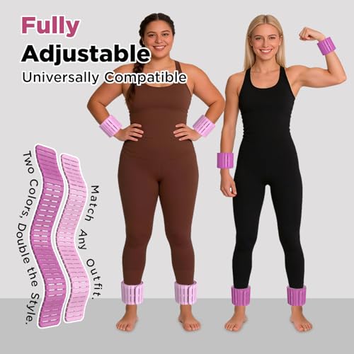 Magnetic Ankle Weights for Women Men Set of 2 (1 lb Each) Adjustable Wrist Weights for Pilates, Yoga, Workout and Daily Training - color: Berry Pink & Blush Pink