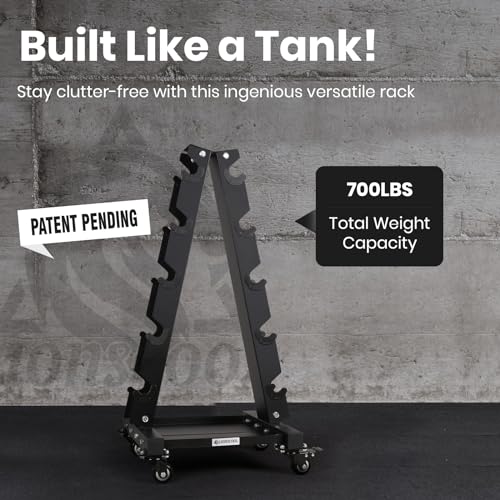 LIONSCOOL Premium Solid Steel Dumbbell Rack Stand Only, A-Frame Portable Weight Storage Organizer with Optional Tray and Wheels, Perfect for Home Gym Fitness Storage (200LBS/300LBS/700LBS Weight Capacity Available) - style: Large, 700 LBS