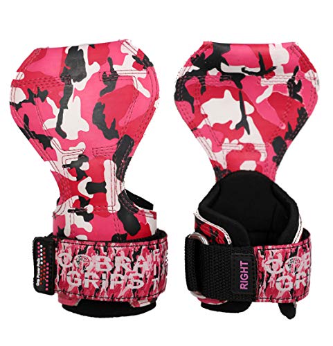 Cobra Grips Weight Lifting Gloves with Adjustable Neoprene Padded Wrist Wraps - Heavy Duty Alternative to Power Lifting Hooks for Deadlifts - color: FIT PINK CAMO Rubber, size: 4.25 - 7.0"