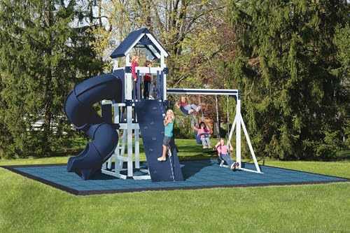 Playsafer Elevate Rubber Playground Tiles - 1" Thick High Density Interlocking Shock Absorbent Safety Tile for Playgrounds, and Exercise Equipment - 20" X 20" (180 Tiles - 486 Sq. Ft. - Black) - color: Solid Black