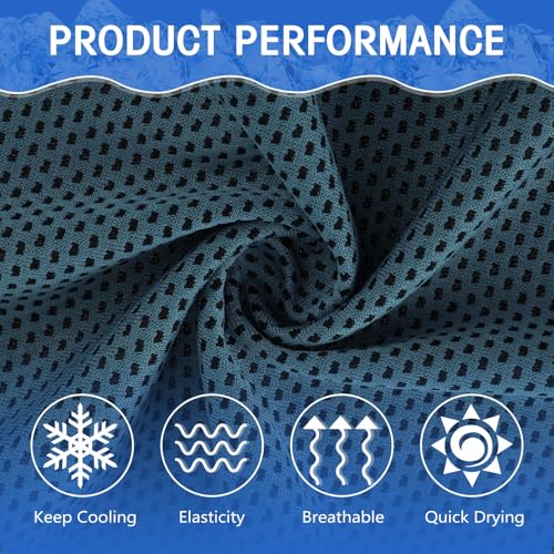 Hosuly 100 Pack Cooling Towels, 40"x12" Cooling Towels for Neck and Face Breathable Soft Chilly Sweat Rag Microfiber Sport Rags for Gym Yoga Golf Running - color: Foggy Blue