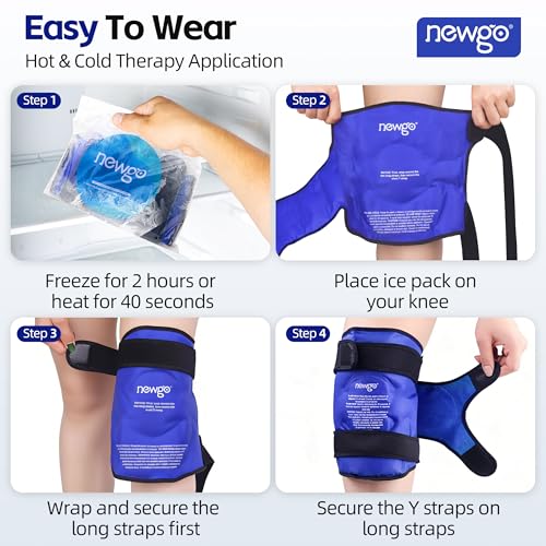 NEWGO Knee Ice Pack Wrap, 360° Full Wrap, Blue | Y-shaped Strap Stays Put, Reusable for Knee Replacement, ACL, Arthritis, Swelling, and Sports Injuries, 21.7" x 9.8" - color: Regular Blue 1-pack