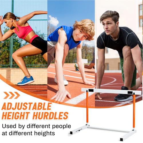 Blulu Adjustable Track and Field Hurdles Height Sports Training Hurdle with Counterweight Heavy Duty Track and Field Equipment Practice Training from 30 to 42 Inch for Athletes Adults - color: orange