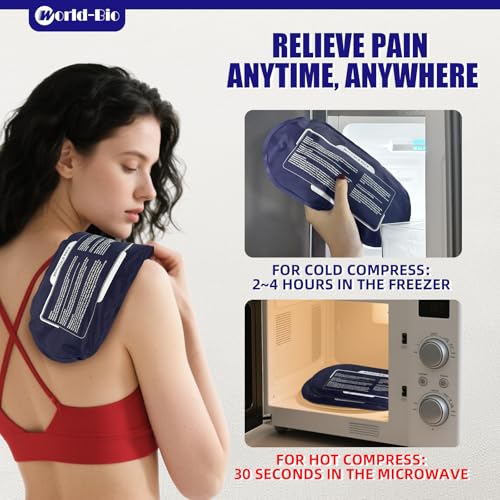 World-Bio Ice Pack for Injuries Reusable, Ice Packs with Adjustable Straps | Two Packs Double The Convenience, Stays Soft Even After Freezing, Adjustable Fit Stays In Place, Reusable Built To Last - size: 3 Count 9.8" x 5.1"