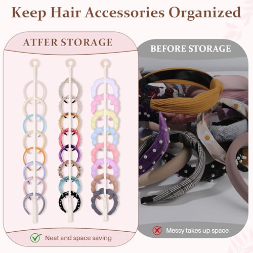 3 PCS Headband Holder Organizer for Girl,Hanging Hairband Storage for Women,Beige Hair Hoop Display Hair Accessories Organizer Bedroom College Dorm Decor(Beige Beads) - color: Boho2-3pcs