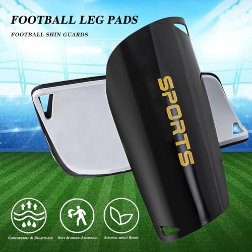 Soccer Socks with Shin Guard for Men, 1 Pairs Mens Grip Soccer Socks and 1 Pairs Shin Sleeves with Shin Guards, Footaball Equipment Shin Sleeves with Pads for Adults - color: A Black