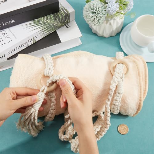 GORGECRAFT Macrame Yoga Mat Carrying Strap Yoga Mat Sling Carrier Blanched Almond Adjustable Travel Tassel Crossbody Braided Cotton Yoga Carry Straps Sling for Yoga Sport Carrying Outdoor