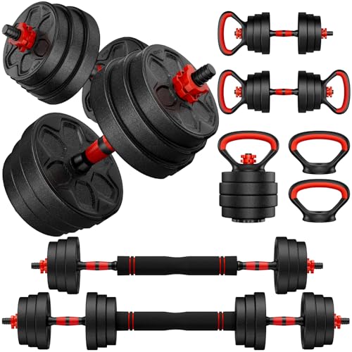 Adjustable Dumbbell Set, 20/33/45/70/90lbs Free Weight Set with Connector, 4 in1 Dumbbells Set Used as Barbell, Kettlebells, Push up Stand, Weight Set for Home Gym Suitable Men/Women - color: 70LB (35LB Pair)