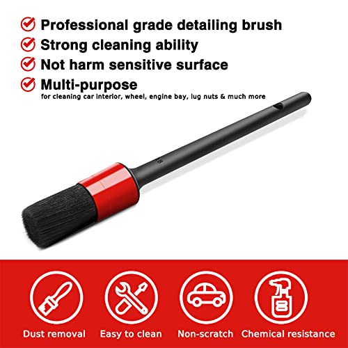 HMPLL 10pcs Auto Car Detailing Brush Set Car Interior Cleaning Kit Includes 5 Boar Hair Detail Brush,3 Wire Brush, 2 Air Vent Brush for Cleaning Car Interior Exterior, Dashboard Engines Leather Wheel - color: Red
