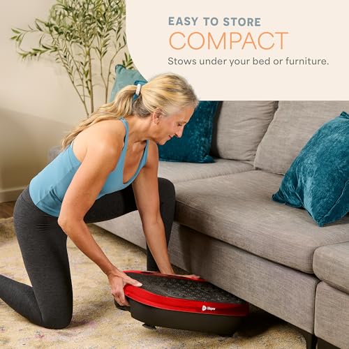 Lifepro HexaPlate Lite Vibration Plate Exercise Machine — Magnetic Acupoints, 99 Speeds & 10 Presets Vibration Platform Machine with Resistance Bands — Vibrating Plate for Lymphatic Drainage & Toning - color: Red