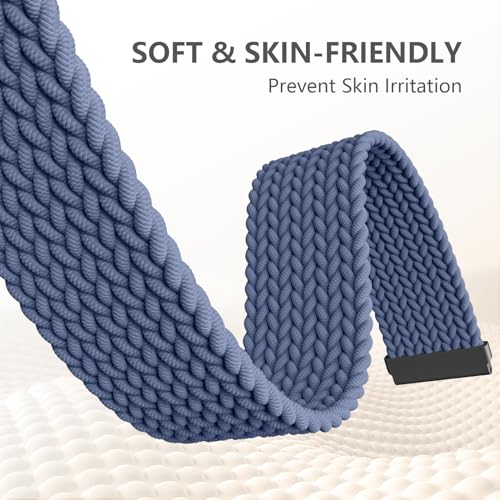 Maledan Braided Solo Loop Compatible with Fitbit Versa 2 & Fitbit Versa for Women Men, Breathable Stretchy Bracelet Replacement Bands for Fitbit Versa/Versa 2/ Versa Lite/Versa SE Straps, Blue Gray - color: 3-Blue Gray