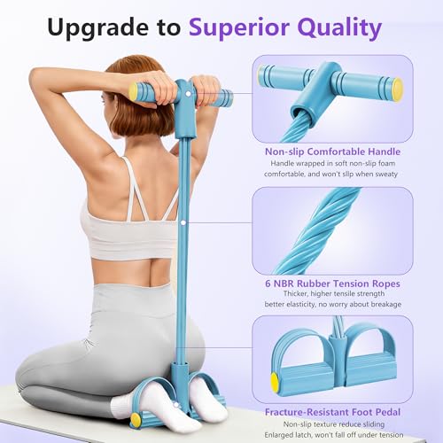 Upgraded Pedal Resistance Band with Handle, Soft Durable Fashion Puller Exercise with Thickened 6 Tension Ropes, Tube Pedal Resistance Device for Abdomen, Waist, Arm, Leg, Core/ABS - color: Blue