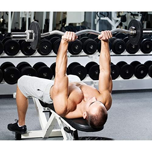 RitFit 2 Inch EZ Curl Bar with Weights, 350LBS Weight Capacity Olympic Curl Barbell for Bicep, Tricep and Weight Lifting Exercises - style: Silver(with 35LB Weights and Collar)
