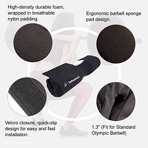 Barbell Pad Squat Pad for Squats Hip Thrusts Lunges Glute - Neck & Shoulder Protective Pad with Nylon Padding Support, Fit for Smith Machine and Olympic Standard Weightlifting Cushion