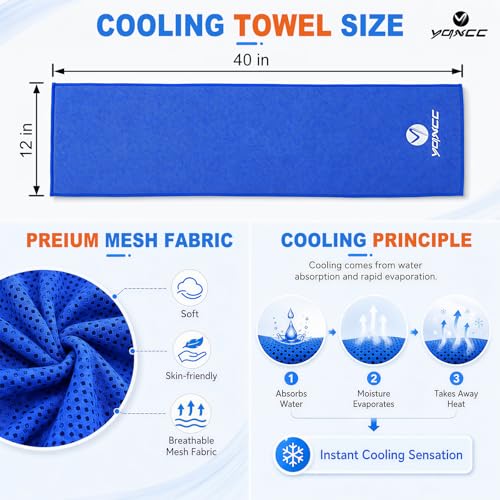 YQXCC 4 Pack Cooling Towels (40"x12"), Cool Neck Towel, Soft Breathable Microfiber for Gym, Yoga, Golf, Running, Camping & Summer Outdoor Activities - color: 2 Dark Gray + 2 Dark Blue