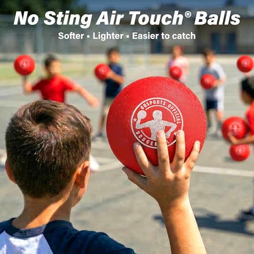GoSports Inflatable Dodgeballs - Choose 5 Inch or 7 Inch No Sting Balls - Set of 6 Includes Ball Pump & Mesh Bag - color: 7" Balls 6 Pack - Red
