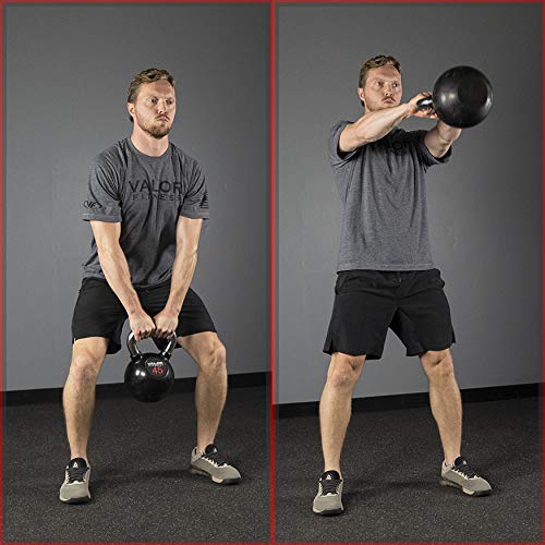 Valor Fitness Chrome Kettlebells – Solid Cast Iron Kettlebell with Chrome Finish, Strength Training Weight for Swings, Squats, Cleans & Home Gym Workouts - size: 50.0 Pounds