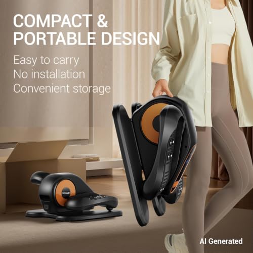 UMAY Under Desk Elliptical Eclipse Leg Exerciser Electric as seen on TV | Foot Pedal Peddler Seated Exercise Machine for Seniors 12 Level Speeds Manual Auto Mode with Remote for Home Office - color: Dark