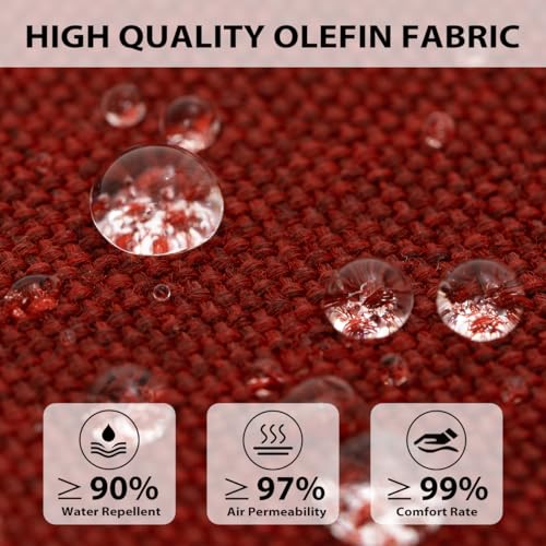 Sundale Outdoor Olefin Bench Cushion， Water-Resistant Patio Couch Cushion, Loveseat Sofa Pad with Straps Red, 59 x 18 x 4 Inches - color: Red, size: 59 X 18 X 4 Inch