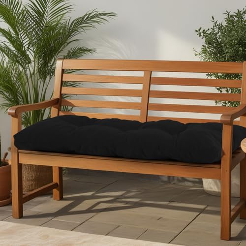 Outdoor Bench Cushion Waterproof, Tufted Bench Seat Cushion | 36 x 15 Inch Patio Wicker Indoor Seat Pads for Outside Garden Patio Balcony, Black - color: Black, size: 36x15 Inch