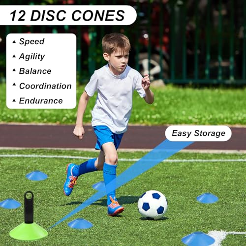 Speed Agility Training Equipment Set, Agility Ladder 20ft, 12 Football Cones, Resistance Parachute/Soccer Kick Trainer, Jump Rope, 5 Resistance Bands, Football Practice Equipment for Kids Adults - color: Set2 with Kick Trainer