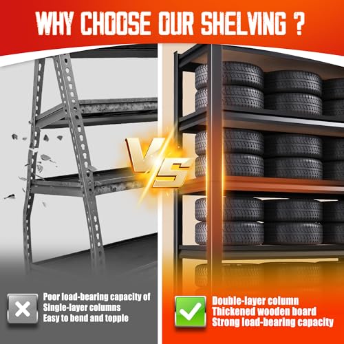 71"Hx46"Wx18"D Garage Shelving-2050 lbs 5 Tier Storage Shelves,Adjustable Heavy Duty Metal Shelving Unit and Storage Large Rack,Utility Steel Shelf for Warehouse Industrial Pantry Basement Black - size: MDF/46"Wx18"Dx71"H