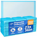 Medline Light Absorbency Underpad, 23" x 36", 150 Count, Disposable Bed, Furniture & Surface Protection, For Kids, Adults, Elderly, Puppy Pad, Changing Pad, Incontinence Pee Pad, Chucks - size: 23" x 36" (150 Count)