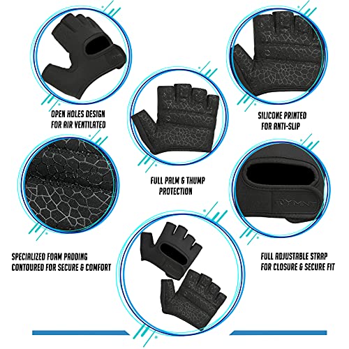 Short Workout Gloves for Women Men, Weight Lifting Gloves Full Palm Pads | Minimal Gym Gloves for Weightlifting, Exercise, Fitness, Training, Extra Grip, Fingerless Work Out Gloves Womens, Breathable - color: Black, size: X-Small