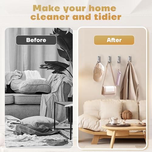 Folding Wall Hook, 4Pcs Foldable Coat Hooks Mounted, Heavy Duty Zinc Alloy No Rust Fold Up Hooks for Hanging Coat, Towel, Key, Hat, Bag, Jacket, Backpack (Brushed Nickel) - color: Brushed Nickel, size: 4
