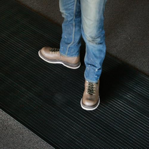 Rubber-Cal Composite-Rib Corrugated Rubber Mat, 1/8" x 4ft x 15ft Roll - size: 180"L x 48"W x 0.1"Th
