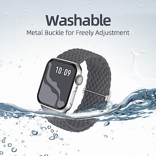 4 Pack Braided Stretchy Bands Compatible with Apple Watch 40mm 41mm 38mm 42mm 44mm 45mm 46mm 49mm Women Men, Breathable Nylon Elastic Daily Use Straps for iWatch Series 11/10 9 8 7 6 5 4 3 SE/Ultra 2 - color: Black/DarkGrey/Green/Stone, size: 42mm(series