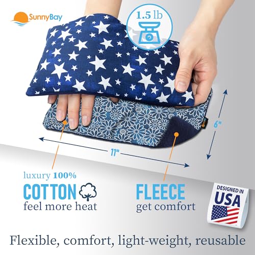SunnyBay Small Microwave Heating Pad, Microwavable Versatile Cold/Heated Neck and Shoulder Wrap for Back Pain and More, Moist Heat Cotton-Fleece Pad, 6x11 Inches, Blue Star and Royal Flower, Pack of 2 - color: Pack of 2 - Blue Star and Royal Flower