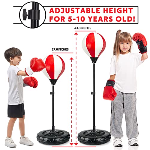 Springflower Big Punching Bag for Kids Included 2 Pack Boxing Gloves, Boxing Toys for Boys, Boxing Bag Sets with Height Adjustable Stand, for Boys & Girls Age 5 6 7 8 9 10 Years Old
