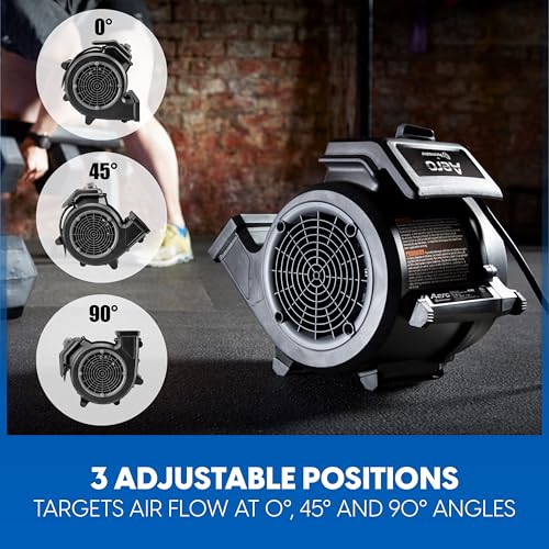 Vacmaster AM201R 3 Speed Floor Fan, 156W 550 CFM Air Mover, Utility Blower Fan, Carpet Dryer for Drying, Cooling & Circulation - color: Black