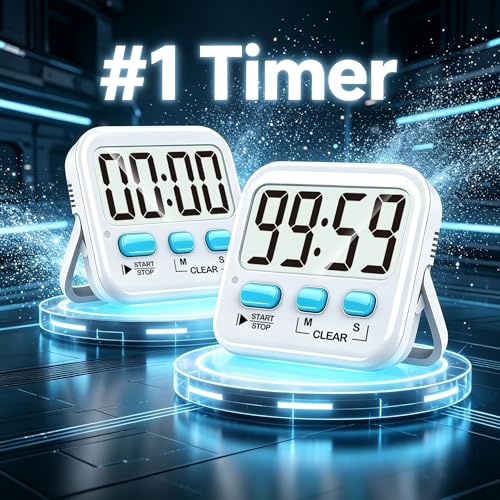 Antonki 2 Pack Digital Timer for Kids, Magnetic Countdown Kitchen Timers for Cooking, Egg, Classroom, Teacher, Exercise, Study, Oven - Battery Included - color: 2 * Classic White ( 97%+choice )