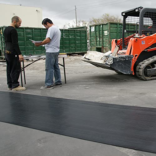Rubber-Cal Wide-Rib Corrugated Rubber Floor Mat - 1/8 in. Thick x 3ft x 4ft Roll