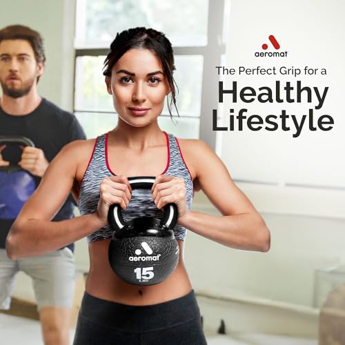 Aeromat Elite Mini Kettlebell Medicine Ball - 6" Diameter Weighted Exercise Ball for Training, Color-Coded Kettlebell Weight - color: Orange
