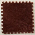 Thickened Soft Plush Foam Interlocking Floor Carpet Mat, 24 Pcs 12x12x0.4 Inch Fluffy Square Puzzle Foam Carpet Tiles with Edgings(Color:Dark Brown) - color: Dark Brown