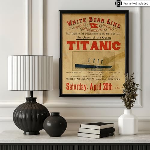 Poster Master Vintage Titanic Poster - Retro Queen of the Ocean Print - Steamboat Art - Gift for Men, Women & Travel Lover - Decor for Living Room, Bedroom, Dorm or Office - 11x14 UNFRAMED Wall Art - color: Style-02, size: 11"L x 14"W