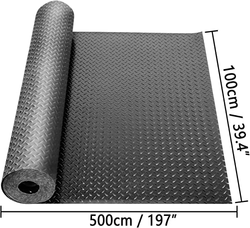 jxgzyy Diamond Plate Rubber Flooring Rolls 16.5 x3.3 Ft x 3 mm Heavy Duty Garage Floor Runner Rubber Trailer Garage Floor Mats for Garage Warehouse Gym Basement