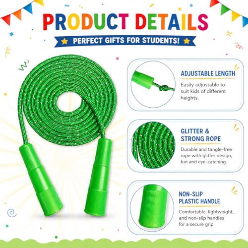 25 Set Jump Ropes for End of Year Student Gifts – 7.7ft Rainbow Adjustable Skipping Ropes Bulk with Cards for Teachers, Students, School Parties & Outdoor Activities - color: Colorful