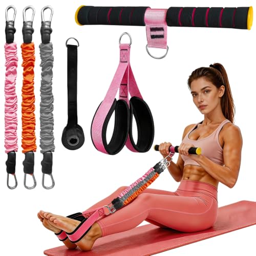 2026 Upgraded Pedal Resistance Band with Handles, 20/30/40LBS Adjustable Latex Bands, Door Anchor, Non-Slip Comfort Pedals, Full Body Workout Kit for Women, Sit Up Exercise Equipment