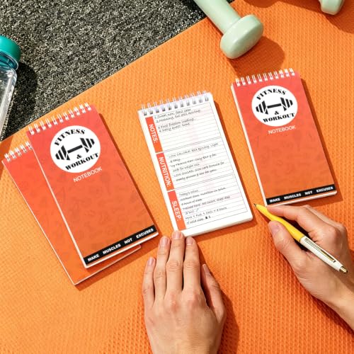 3-Pack Compact Gym Notebook & Workout Journal - 4x8 Inch Portable Fitness Log Book, 70 Sheets per Pad, Training Diary & Exercise Planner (3)