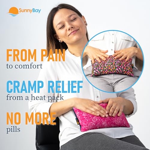 SunnyBay Small Microwave Heating Pad, Microwavable Versatile Cold/Heated Neck and Shoulder Wrap for Back Pain and More, Moist Heat Cotton-Fleece Pad, 6x11 Inches, Hot Pink and Red Flower, Pack of 2 - color: Pack of 2 - Hot Pink and Red Flower
