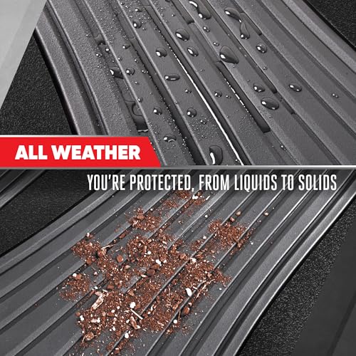 Motor Trend ChromeTech Car Floor Mats Full Set - Durable Rubber Floor Mats for Cars with Two Tone Accent, All Weather Interior Protection for Front and Rear with Non-Slip Backing, Gray/Black - color: Gray & Black