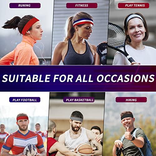 ChezMax 6PCS Moisture Wicking Headbands and Sweatbands for Men's Sports, Tennis, Basketball, Running, Working, Gym