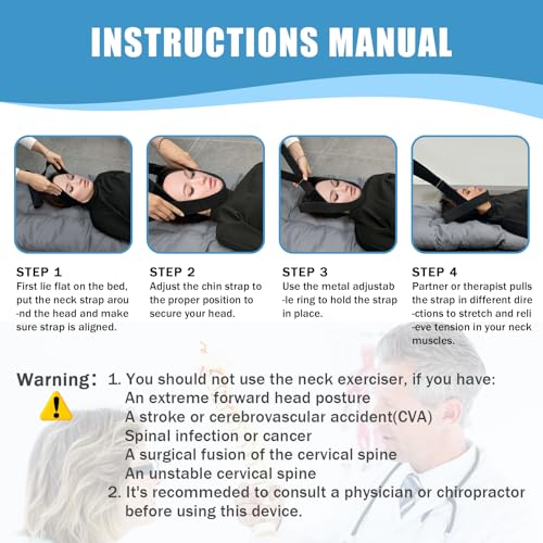 Neck Stretcher Strap, Neck Strap Cervical Traction Device for Neck Pain, Spine Chiropractic Decompression Tool with Comfortable Handle and Chin Belt