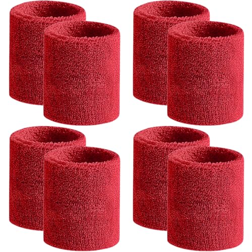 BEACE Sweatbands Sports Wristband for Men & Women -8pcs Moisture Wicking Athletic Cotton Terry Cloth Sweatband for Tennis, Basketball, Running, Gym, Working Out - color: 8D