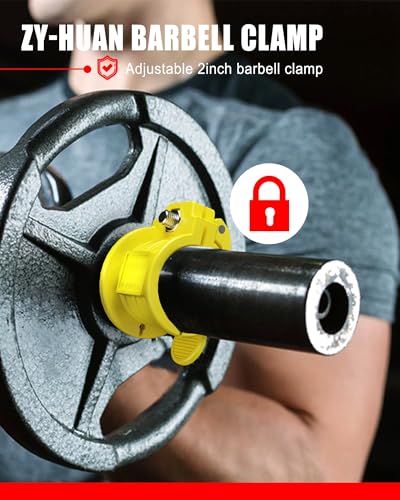 Olympic Barbell Clamps 2 inch Adjustable Barbell Clips Quick Release Pair of Locking Weight Clips for Bars - color: Yellow
